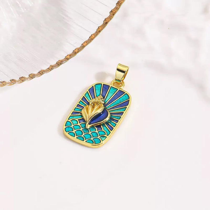 18K Gold Plated Enamel Symbol Pendant Necklace | Colorful Charm Jewelry