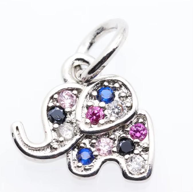 Gold Plated Elephant Charm | Colorful Crystal DIY Add-On Jewelry Charm