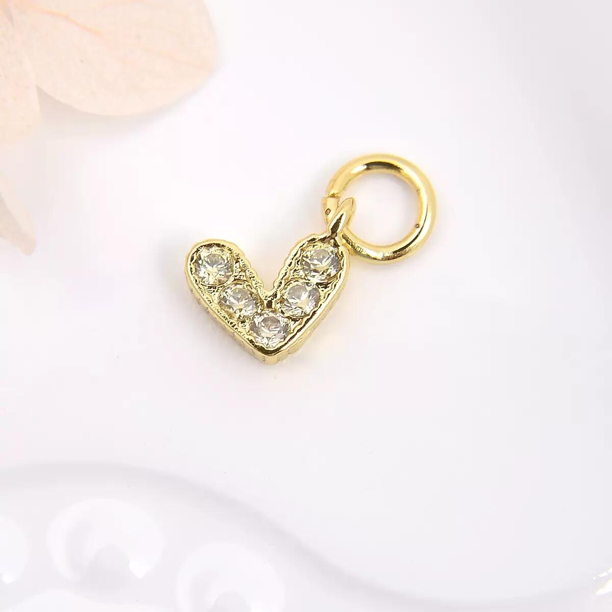 18K Gold Plated Heart Charms | Colorful Zircon DIY Jewelry Charms