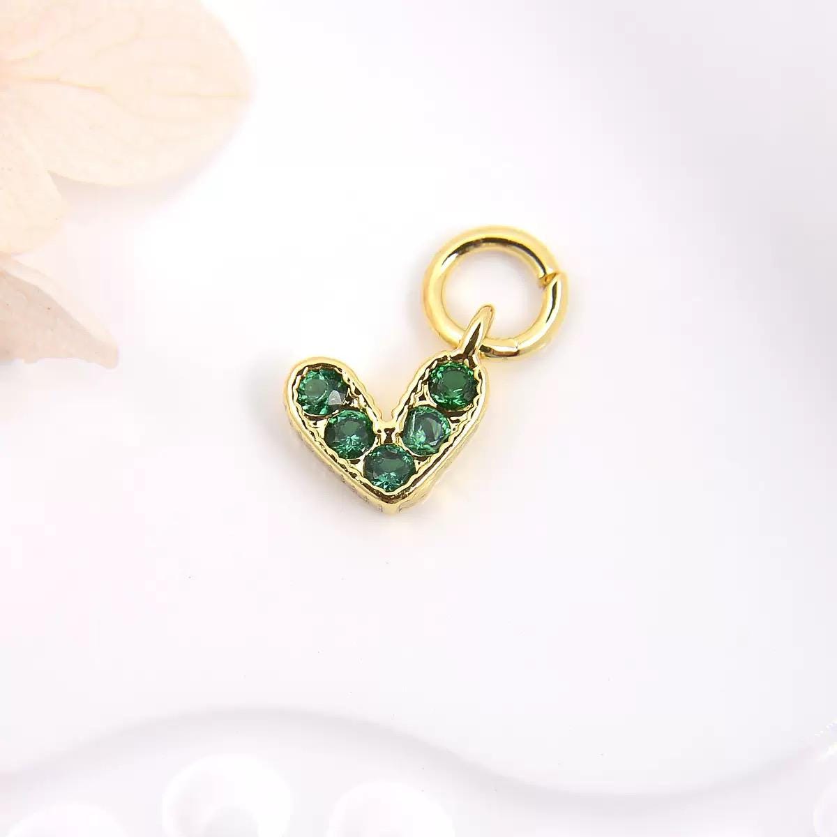 18K Gold Plated Heart Charms | Colorful Zircon DIY Jewelry Charms