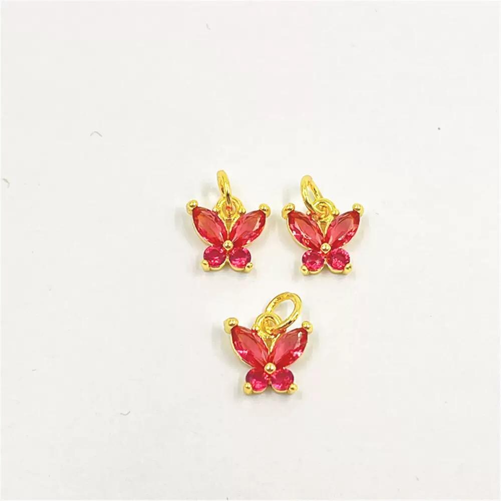 18K Gold Plated Butterfly Charms | Colorful Zircon Butterfly Pendant