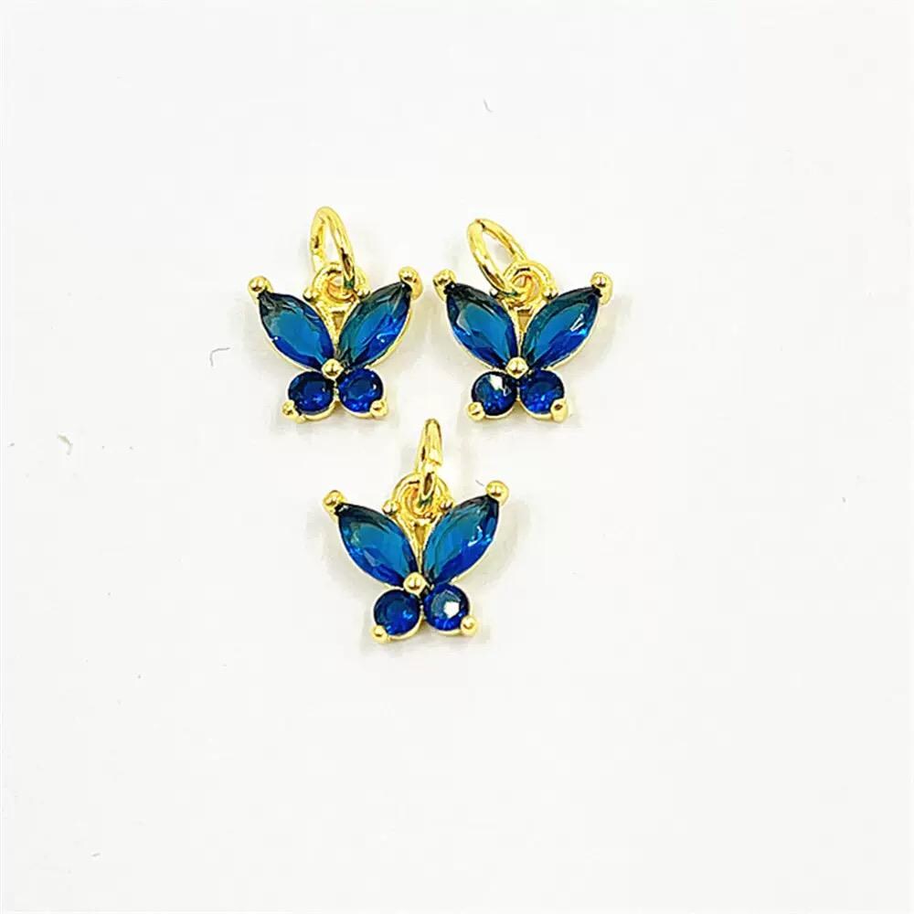 18K Gold Plated Butterfly Charms | Colorful Zircon Butterfly Pendant