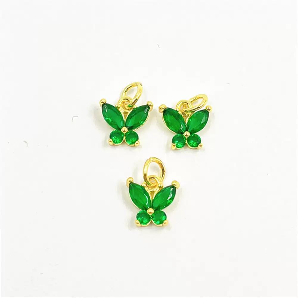 18K Gold Plated Butterfly Charms | Colorful Zircon Butterfly Pendant