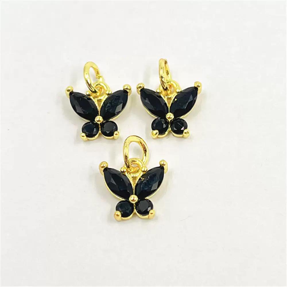 18K Gold Plated Butterfly Charms | Colorful Zircon Butterfly Pendant