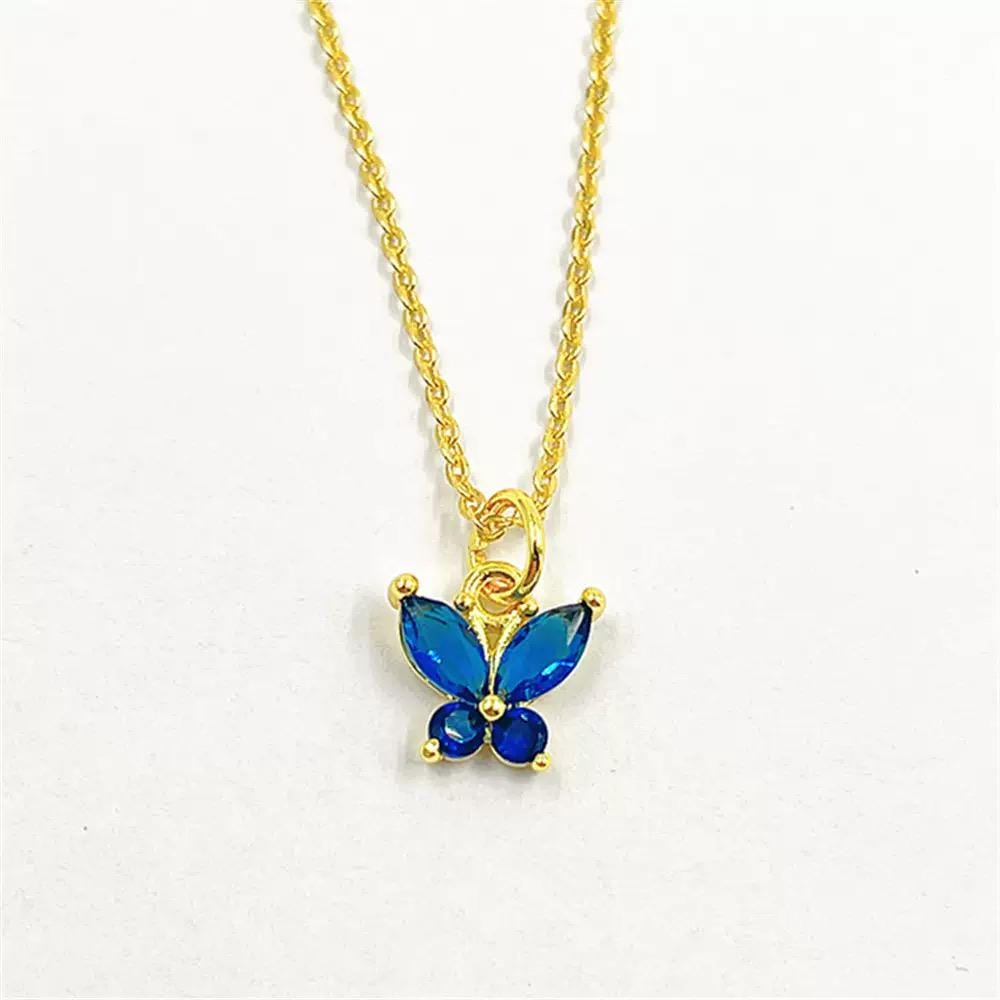 18K Gold Plated Butterfly Charms | Colorful Zircon Butterfly Pendant