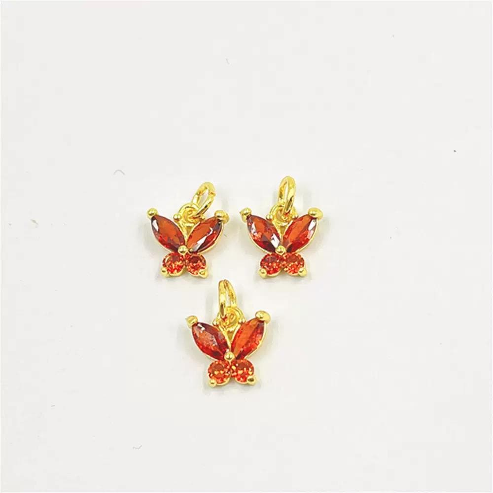 18K Gold Plated Butterfly Charms | Colorful Zircon Butterfly Pendant