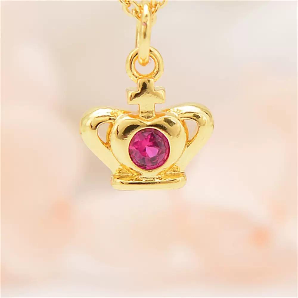 18K Gold Plated Crown Charms | Colorful Zircon Crown Pendant