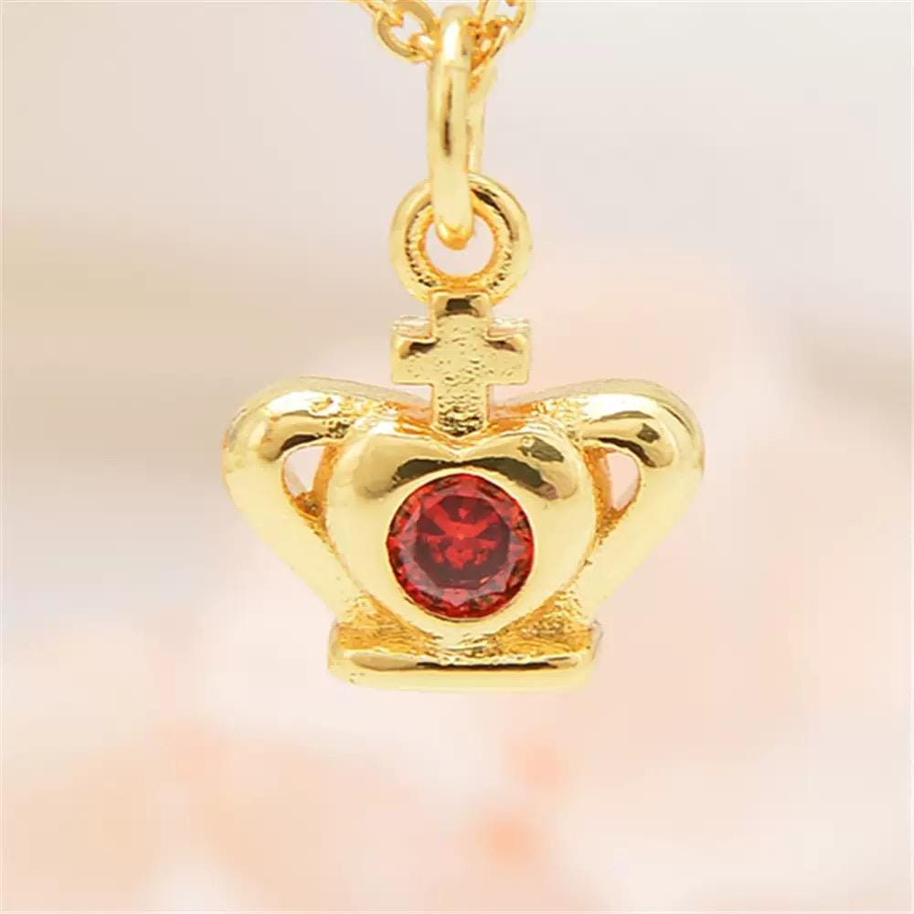 18K Gold Plated Crown Charms | Colorful Zircon Crown Pendant