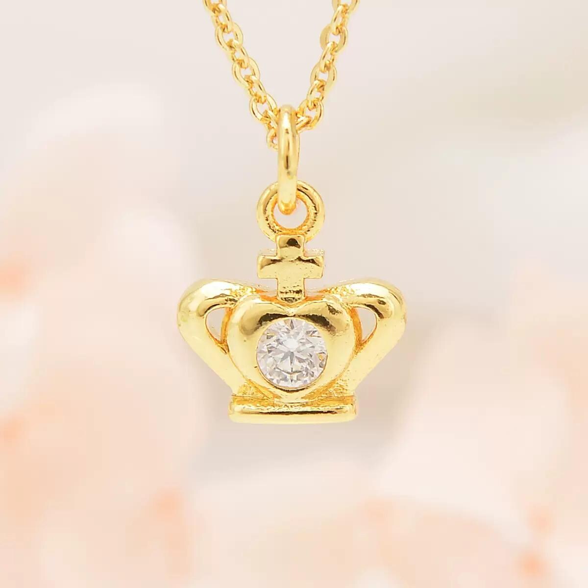 18K Gold Plated Crown Charms | Colorful Zircon Crown Pendant