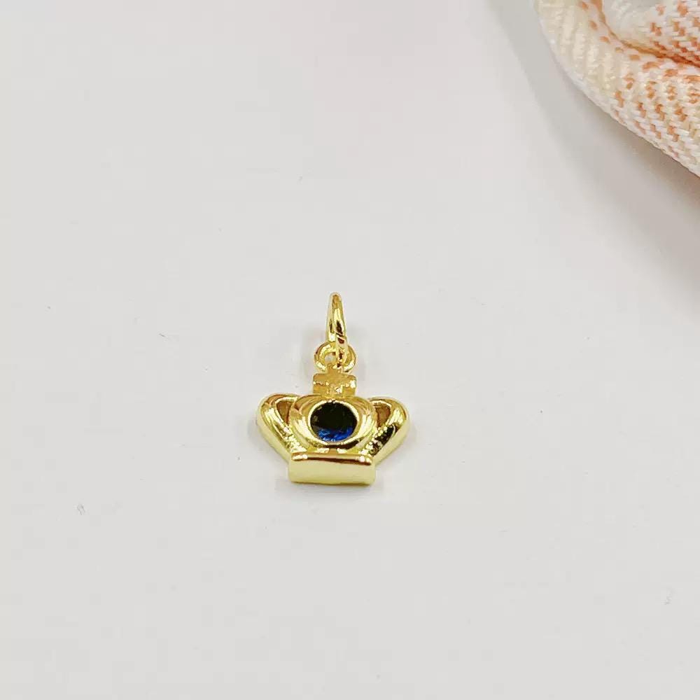 18K Gold Plated Crown Charms | Colorful Zircon Crown Pendant