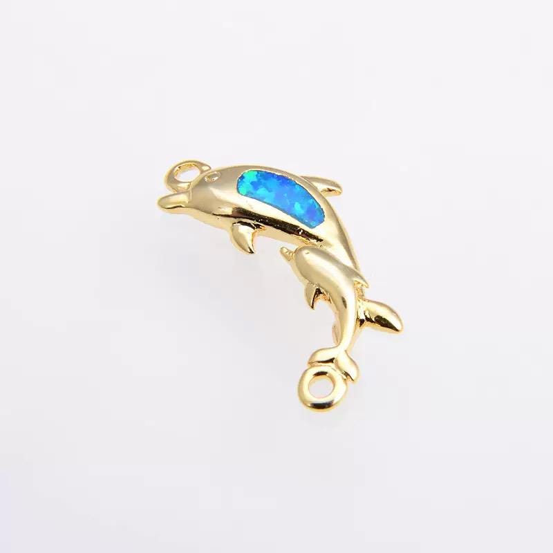 Opal Dolphin Charm Pendant | Ocean Dolphin Jewelry Charm