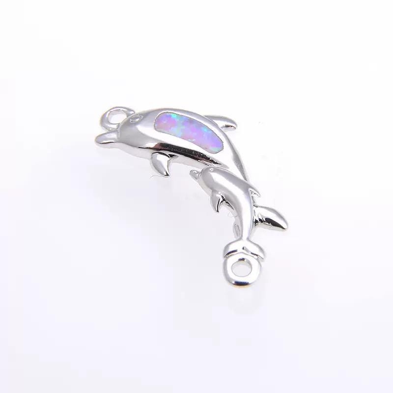 Opal Dolphin Charm Pendant | Ocean Dolphin Jewelry Charm