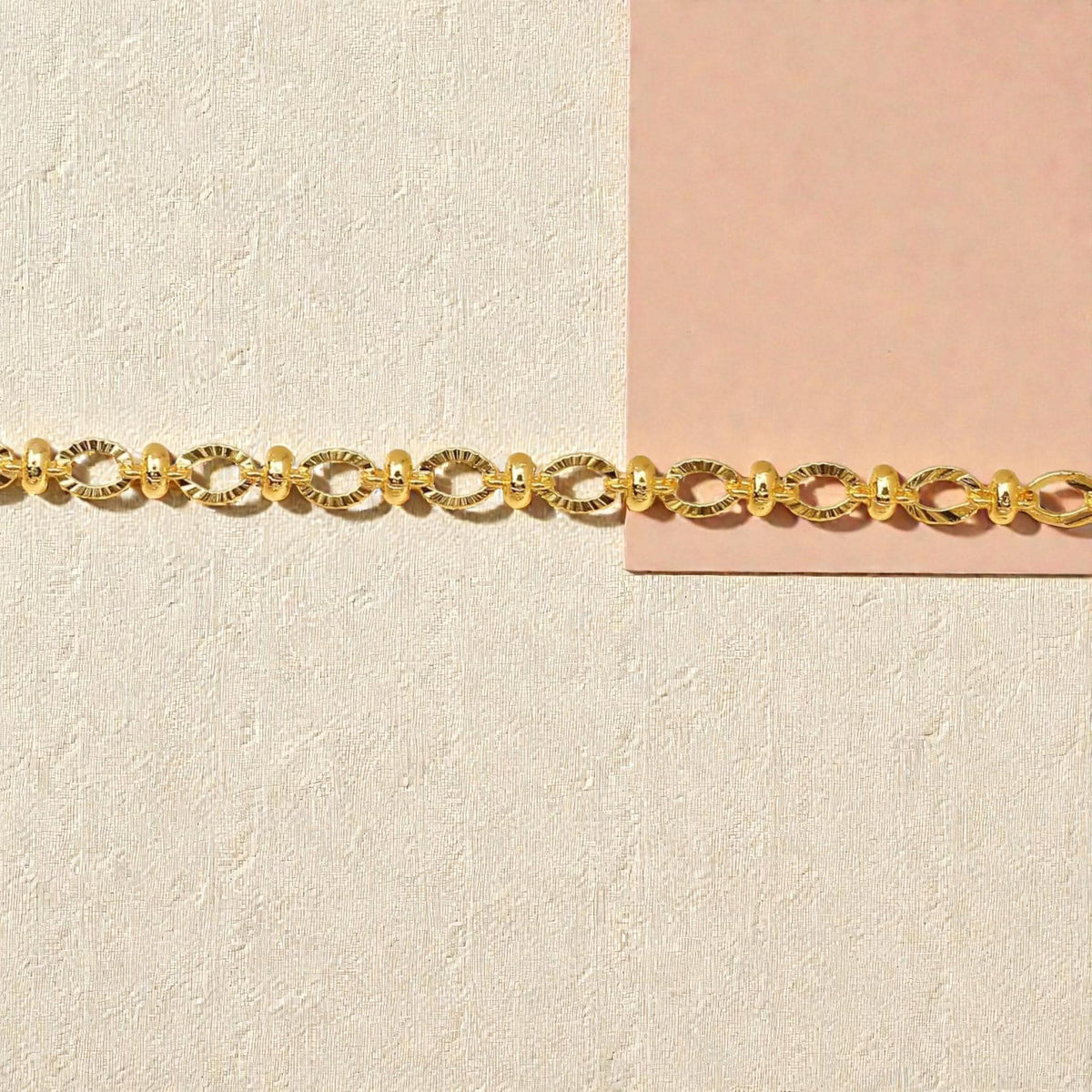 18K Gold Plated Beaded Oval Chain by the Yard | Diamond Cut Satellite Link Chain for DIY Jewelry Making