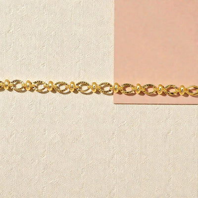 18K Gold Plated Beaded Oval Chain by the Yard | Diamond Cut Satellite Link Chain for DIY Jewelry Making