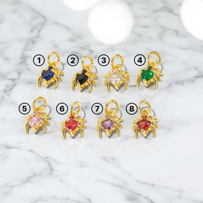 18K Gold Spider Charm Pendant | CZ Spider Jewelry Charm for DIY Necklaces