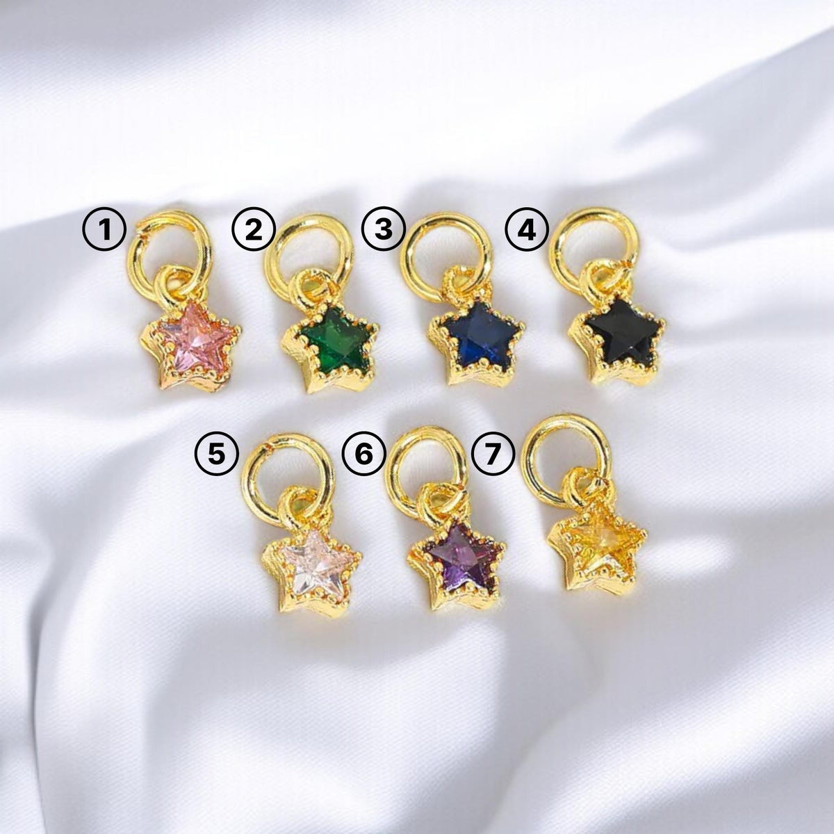 18K Gold Star CZ Charms | Mini Crystal Star Pendants for Necklaces & DIY Jewelry