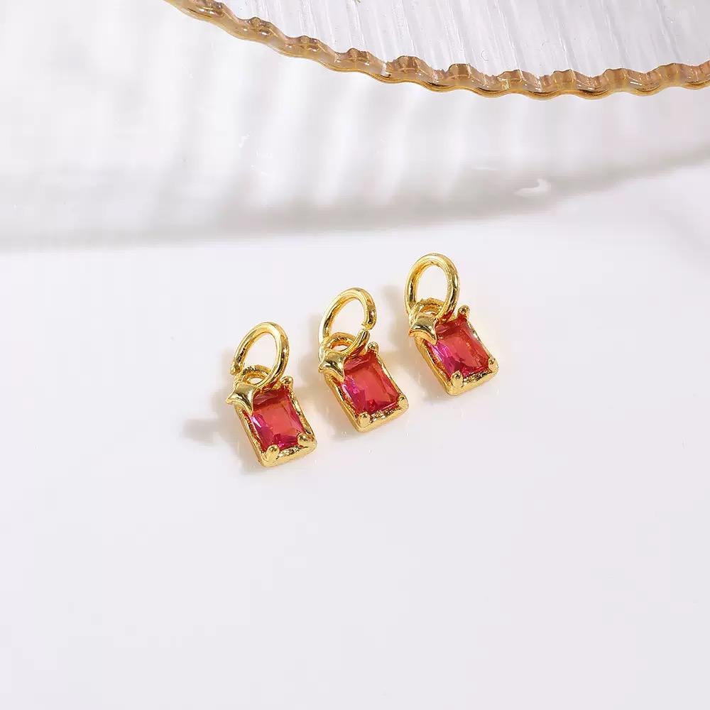 18K Gold CZ Rectangle Charms | Mini Crystal Bar Pendants for Necklaces & DIY Jewelry