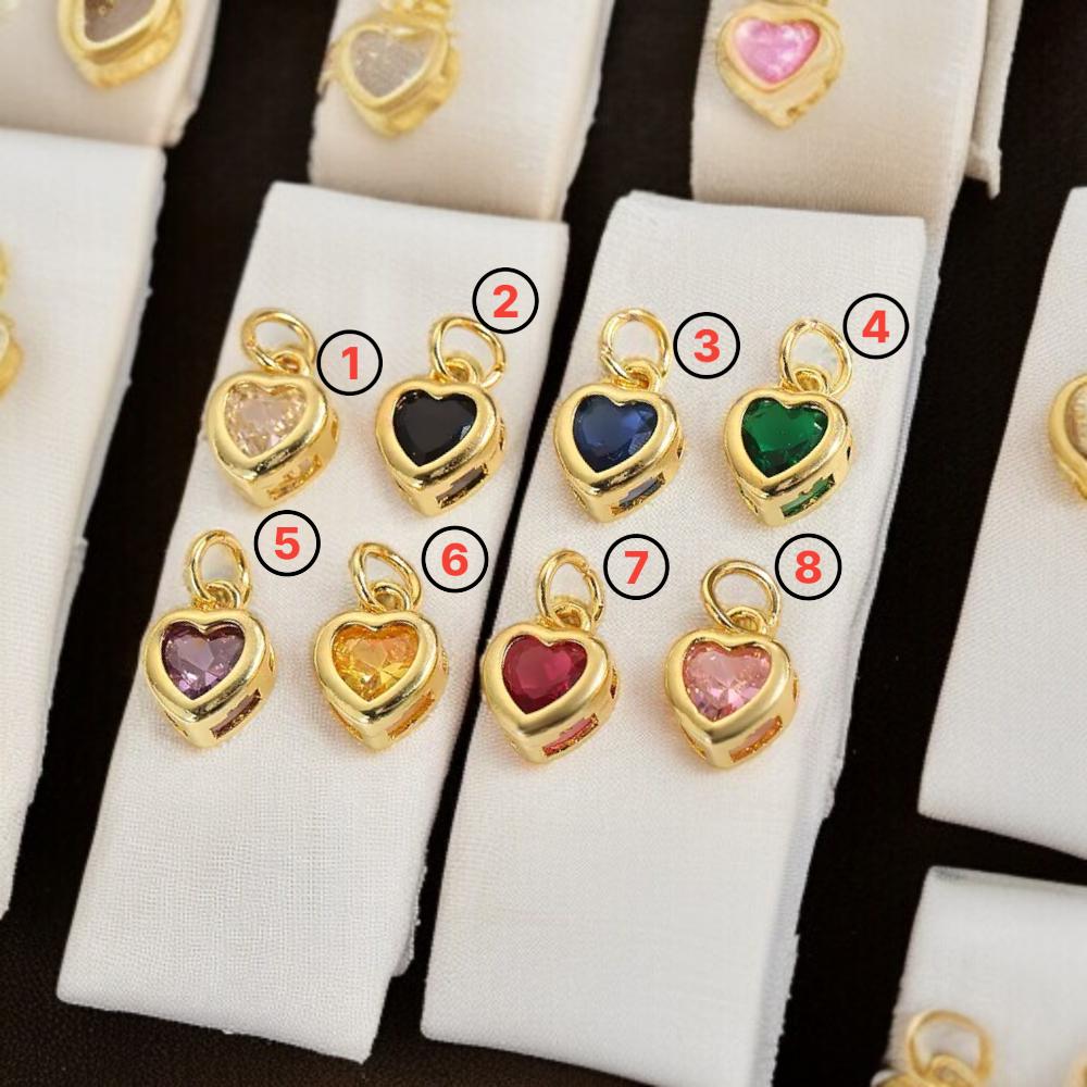 18K Gold Heart CZ Charms | Mini Love Pendant for Necklaces, Bracelets & DIY Jewelry