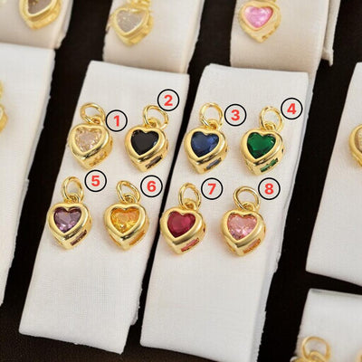 18K Gold Heart CZ Charms | Mini Love Pendant for Necklaces, Bracelets & DIY Jewelry