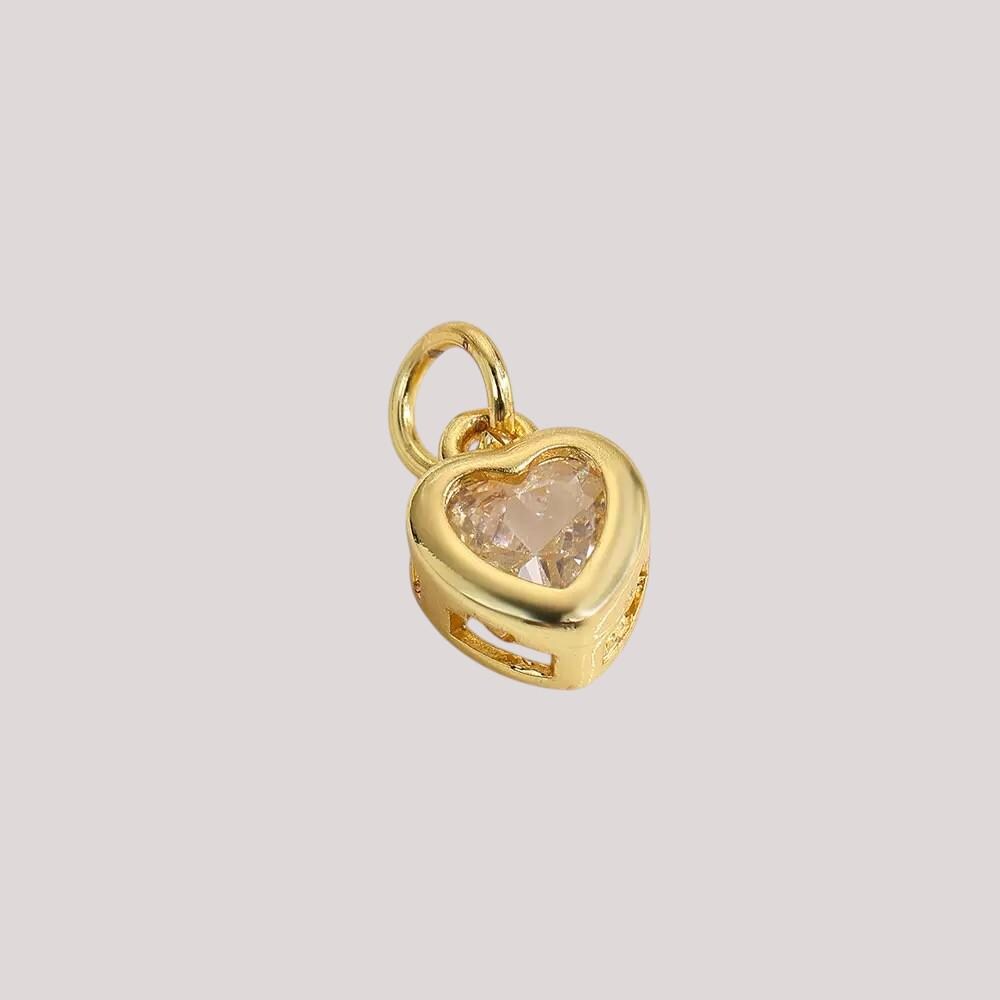 18K Gold Heart CZ Charms | Mini Love Pendant for Necklaces, Bracelets & DIY Jewelry