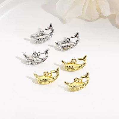 Whale Shark Charms | Gold / Silver Ocean Animal Pendants for Necklaces, Bracelets  DIY Jewelry