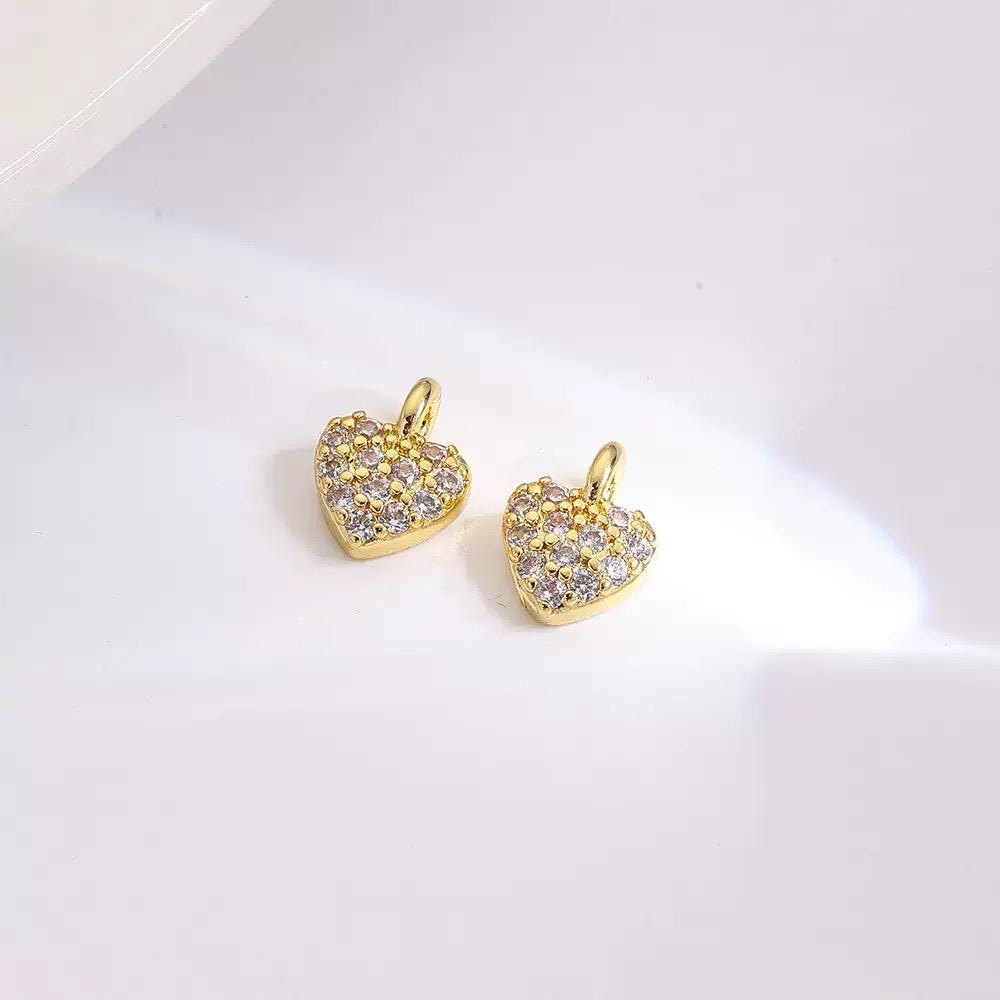 Gold & Silver Charm Set | Cross, Angel Key, Heart , Crystal Pendant Charms for Necklaces , Bracelets