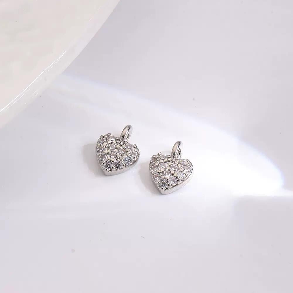 Gold & Silver Charm Set | Cross, Angel Key, Heart , Crystal Pendant Charms for Necklaces , Bracelets