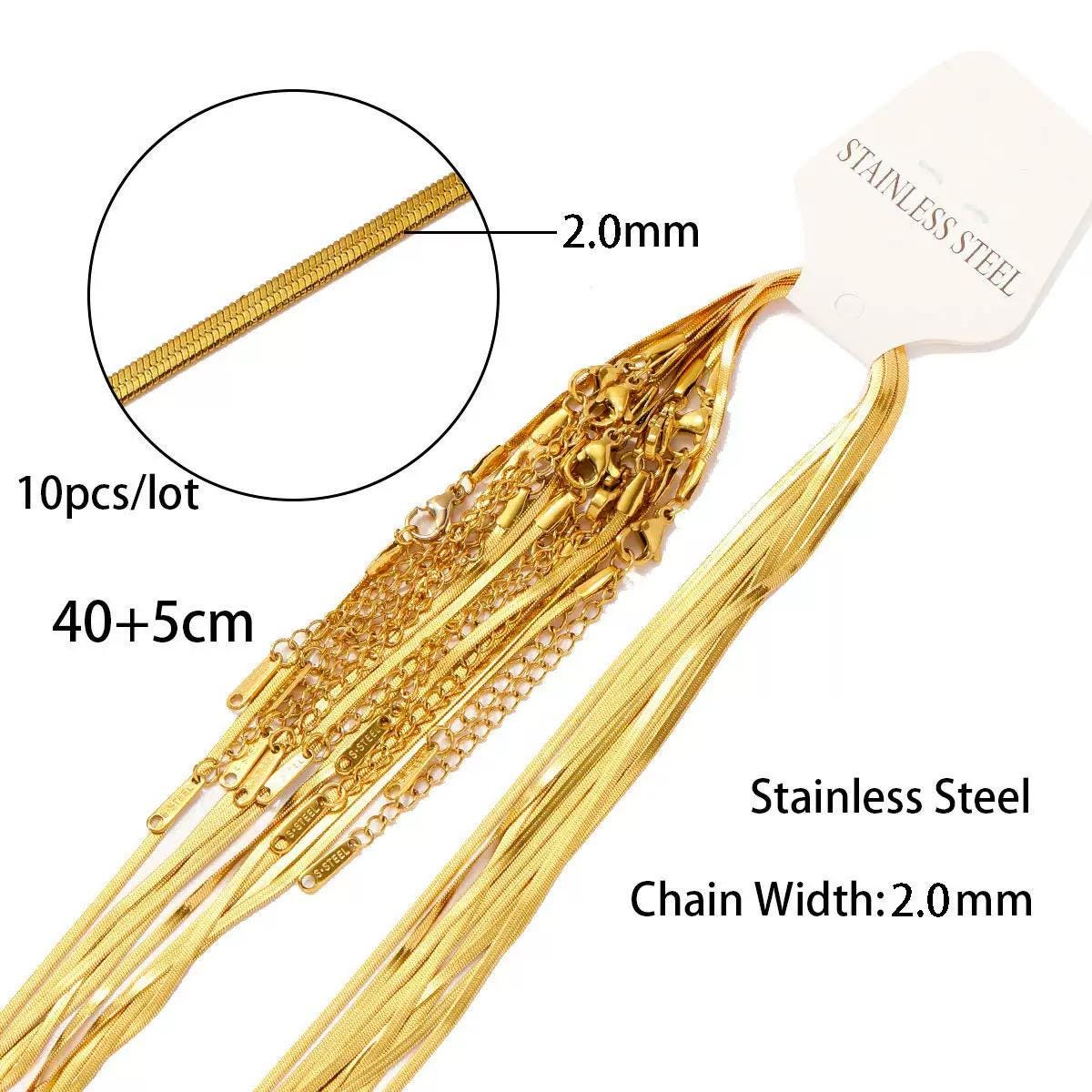 18K Gold Plated Snake Chain Necklace 1.4mm | Stainless Steel Chain | 45+5cm