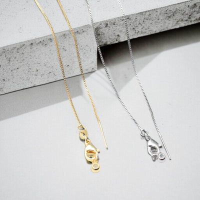 18K Gold Threader Chain Necklace 0.8mm | Box Chain Threader