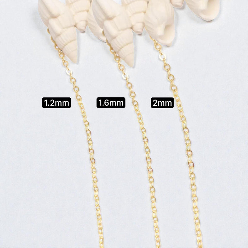 18K Gold Plated Cable Chain by the Yard | Fine Rolo Chain