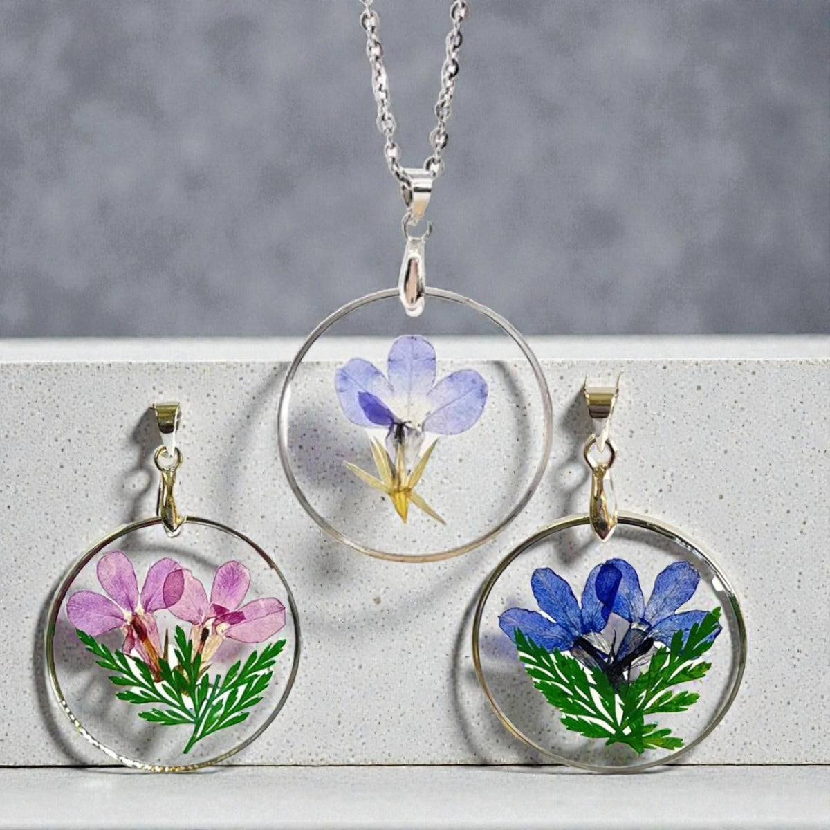 Real Pressed Flower Resin Necklace