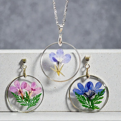 Real Pressed Flower Resin Necklace
