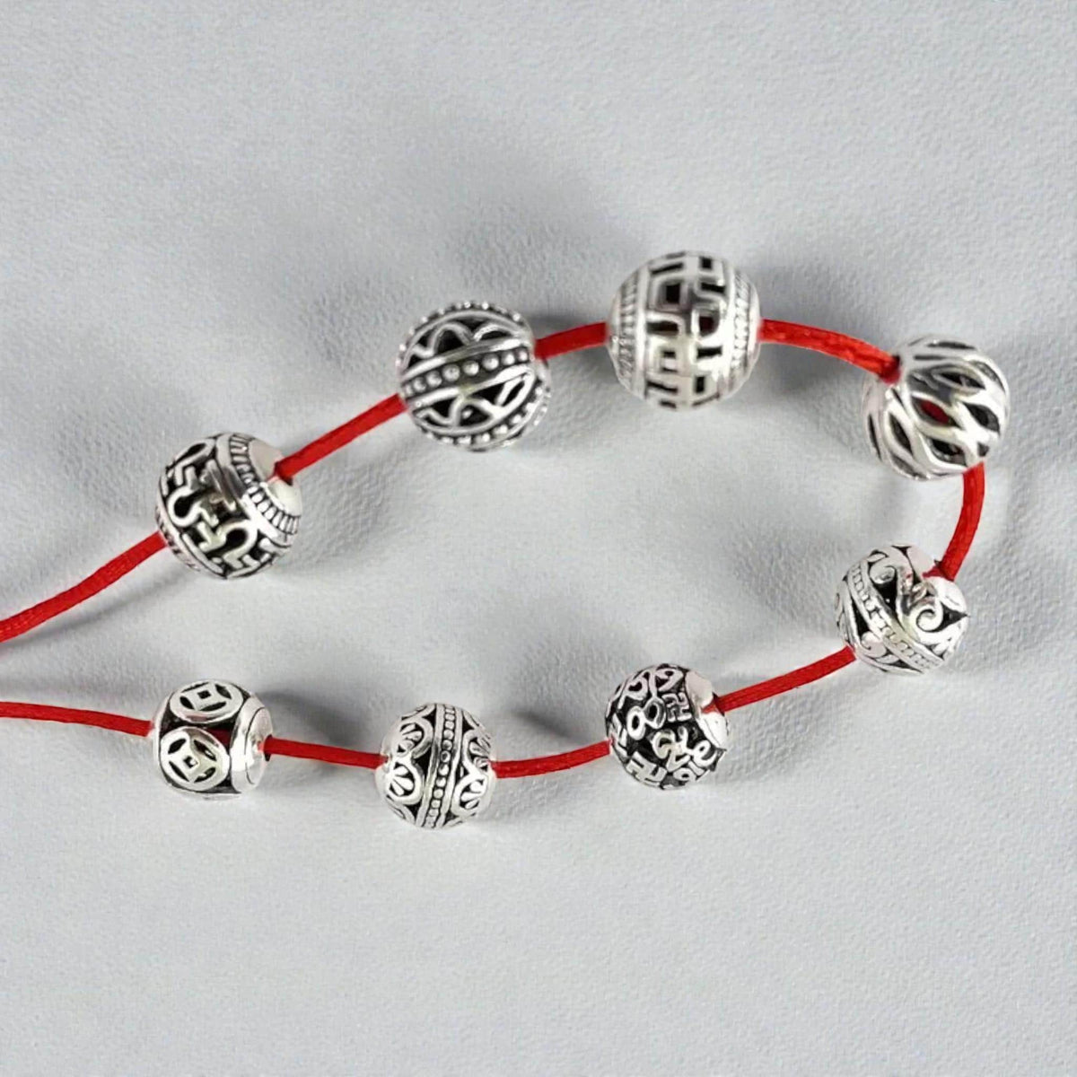 10mm Antique Silver Barrel Beads | Tribal Scroll Spacer Beads 10mm