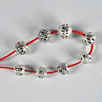 10mm Antique Silver Barrel Beads | Tribal Scroll Spacer Beads 10mm