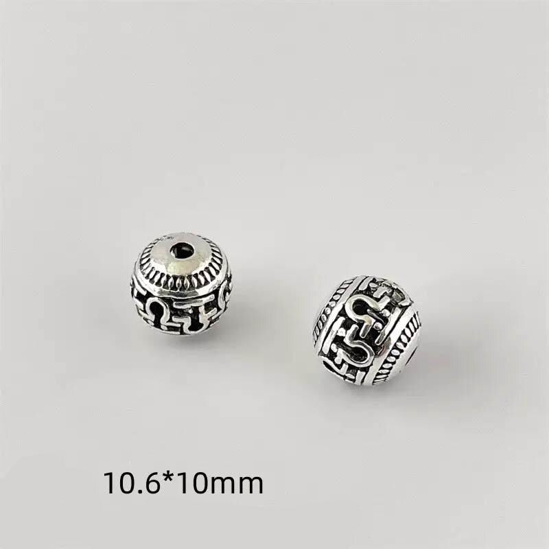 10mm Antique Silver Barrel Beads | Tribal Scroll Spacer Beads 10mm