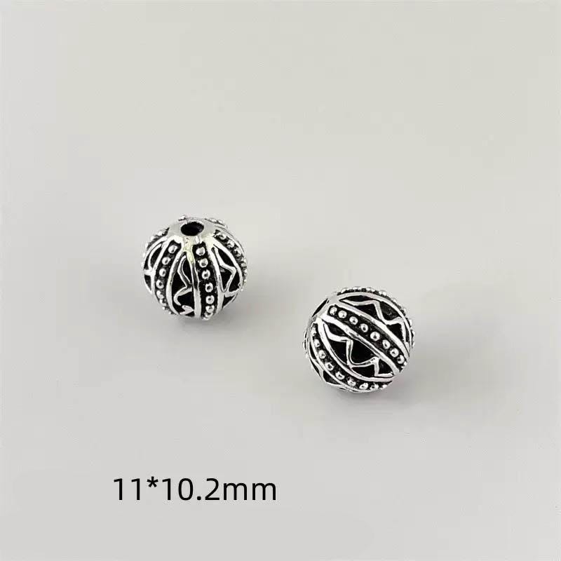 10mm Antique Silver Barrel Beads | Tribal Scroll Spacer Beads 10mm