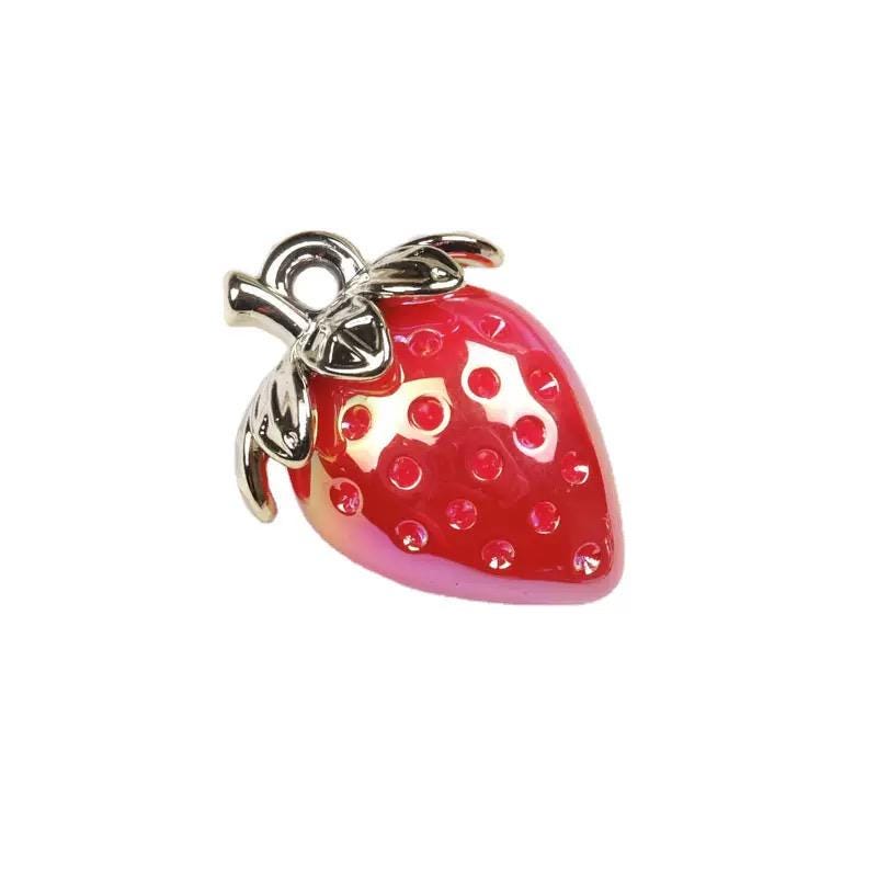 Strawberry Charms | Iridescent Resin Fruit Pendants | Kawaii Jewelry Charms