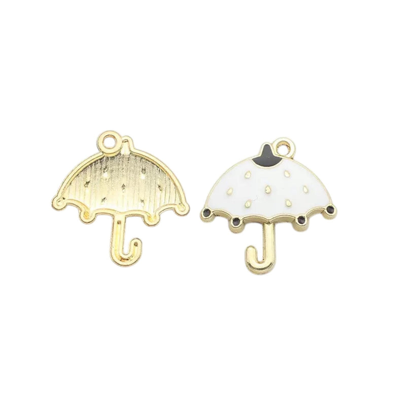 Enamel Umbrella Charms | Gold Tone Rain Umbrella Pendants