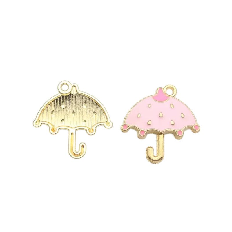 Enamel Umbrella Charms | Gold Tone Rain Umbrella Pendants