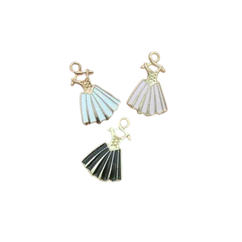 Enamel Dress Charms | Gold Tone Gown Pendants | Fashion Dress Charms
