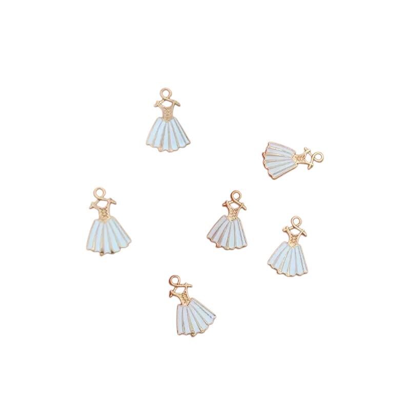 Enamel Dress Charms | Gold Tone Gown Pendants | Fashion Dress Charms