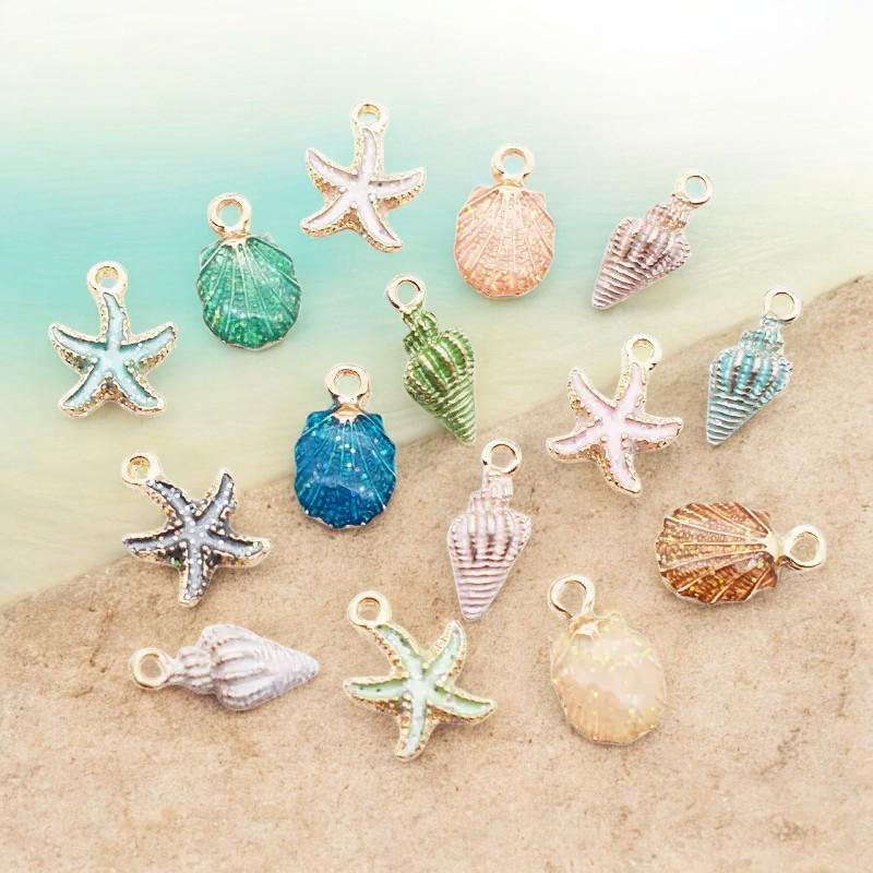 Gold Plated Sea Charms | Starfish & Shell Pendants | Ocean Beach Charms