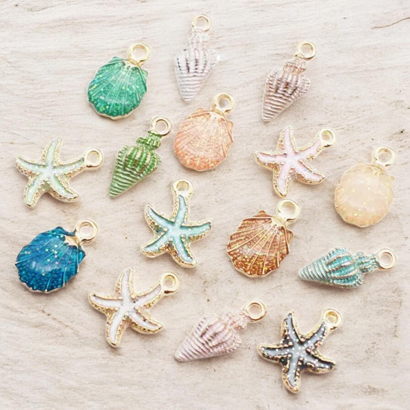 Gold Plated Sea Charms | Starfish & Shell Pendants | Ocean Beach Charms