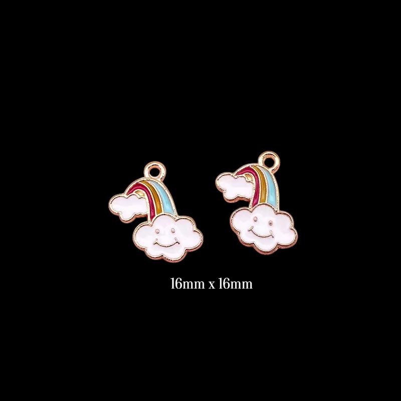 Gold Plated Rainbow Charms | Happy Love Lucky Enamel Pendants