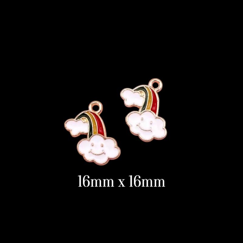 Gold Plated Rainbow Charms | Happy Love Lucky Enamel Pendants