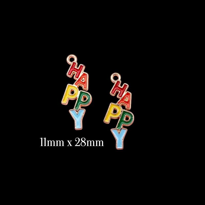 Gold Plated Rainbow Charms | Happy Love Lucky Enamel Pendants