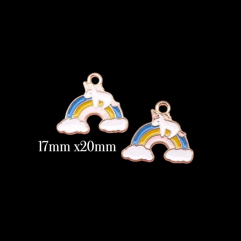 Gold Plated Rainbow Charms | Happy Love Lucky Enamel Pendants