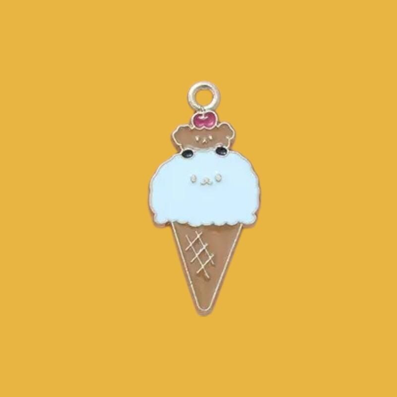 Gold Plated Enamel Charms | Kawaii Ice Cream, Flower Pendants
