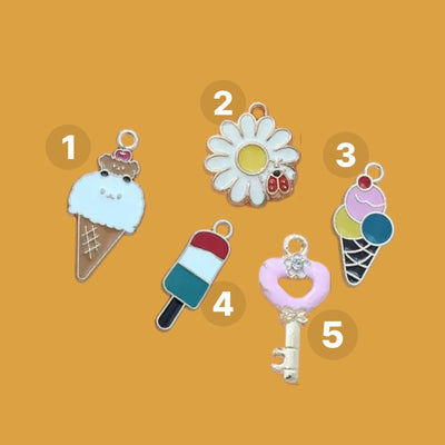 Gold Plated Enamel Charms | Kawaii Ice Cream, Flower Pendants