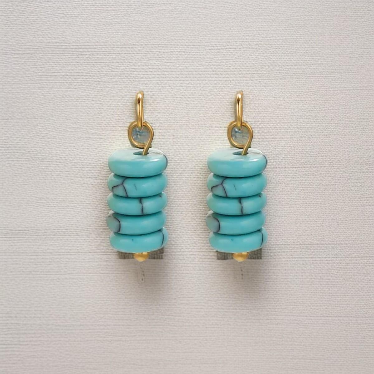 Gold Plated Stone Charms | Stacked Disc Pendants